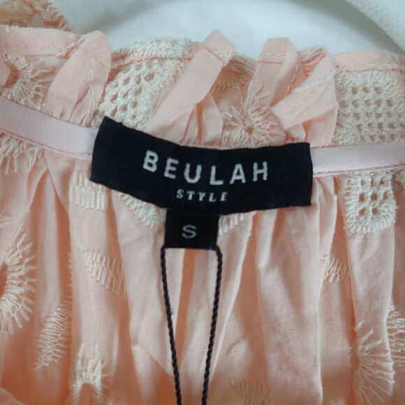 Beulah Style Womens Embroidered Eyelet Peach Mini Dress Small - Picture 11 of 13